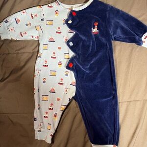 Vintage New Potatoes Circus Sleeper Blue Cotton 6M
